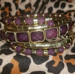 3/$10 Purple & Gold Gem Bracelet